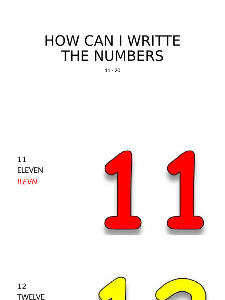 HOW CAN I WRITTE THE NUMBERS From 11 - 20 | PDF