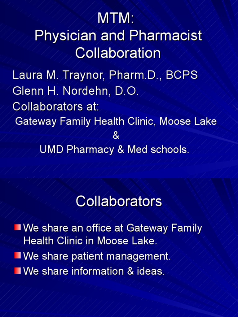 MTM Presentation PDF Pharmacy Medical Prescription