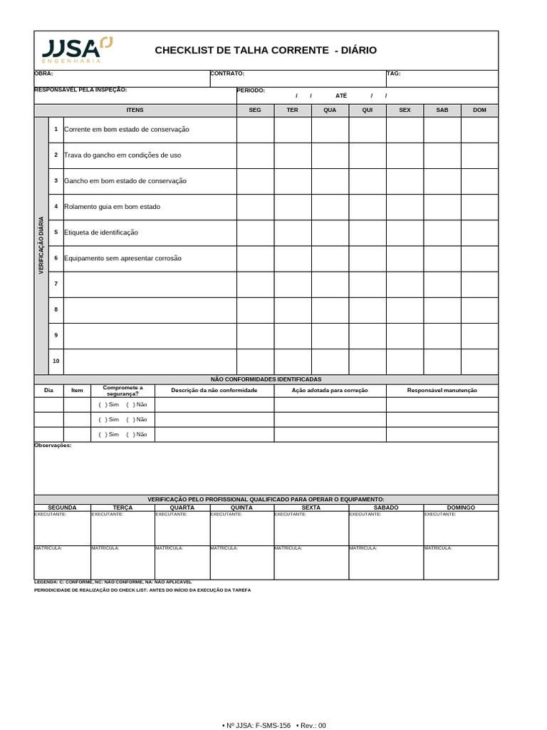 Checklist Diário de Talha Corrente | PDF