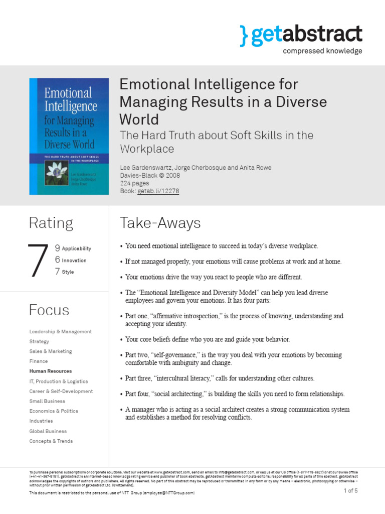Emotional Intelligence in Diverse Workplaces | PDF | Feeling | Empathy