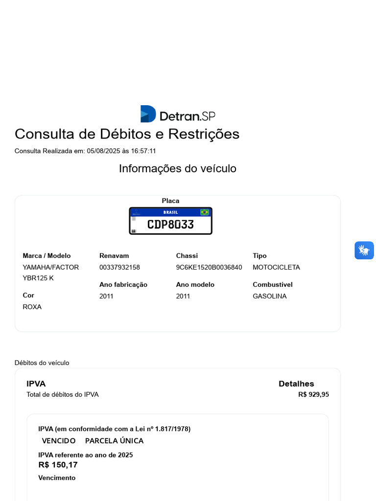 Consultar Débitos e Restrições - Detran-SP | PDF