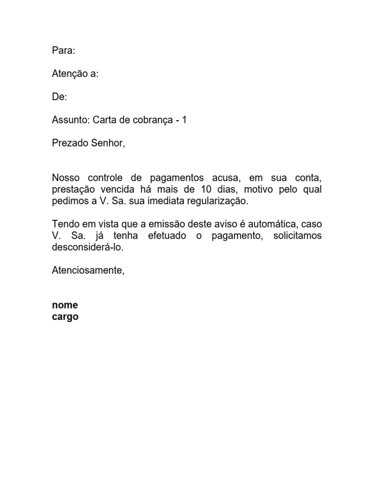 Modelo de Carta de Cobranca 2025 | PDF, image size:768x1024