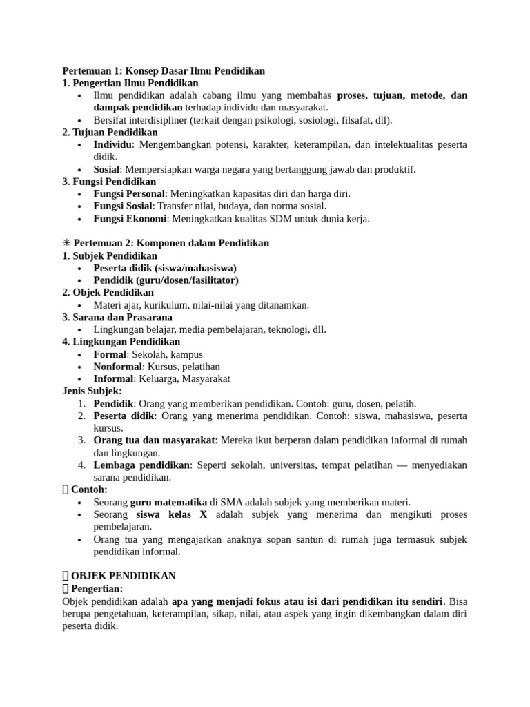 Konsep Dasar Ilmu Pendidikan dan Komponen | PDF