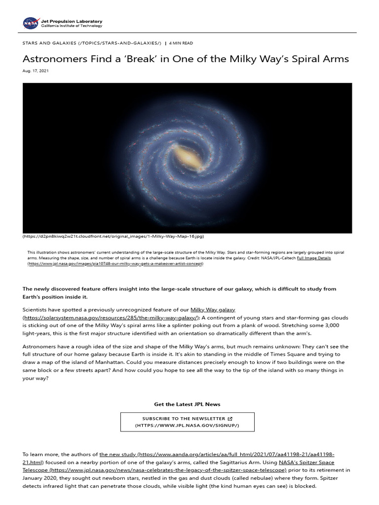 Astronomers Find A Break' in One of The Milky Way's Spiral Arms - NASA ...