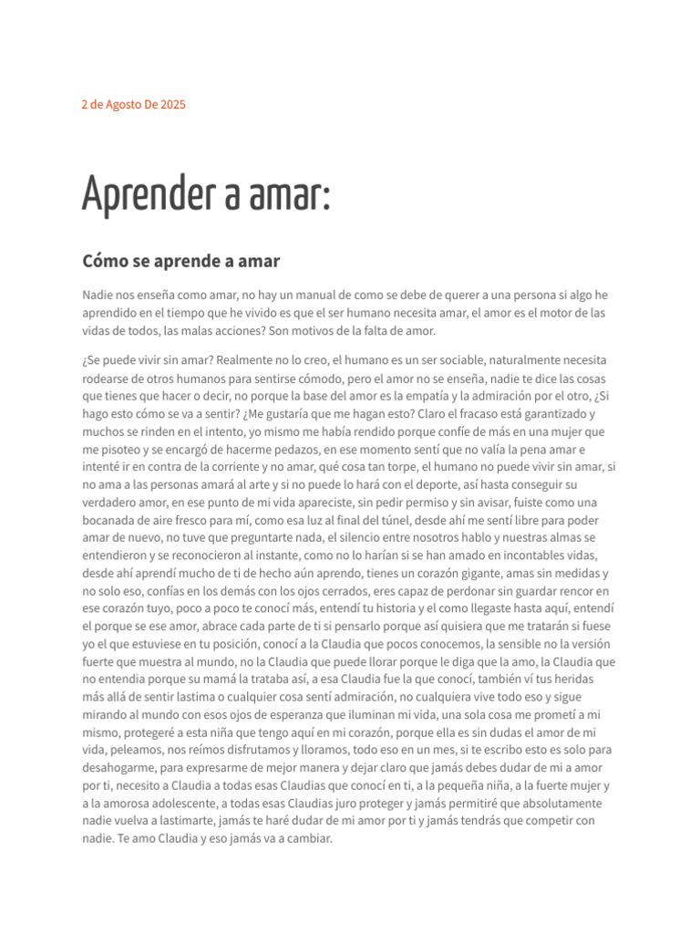 Aprender a amar: Reflexiones sobre el amor | PDF | Amor