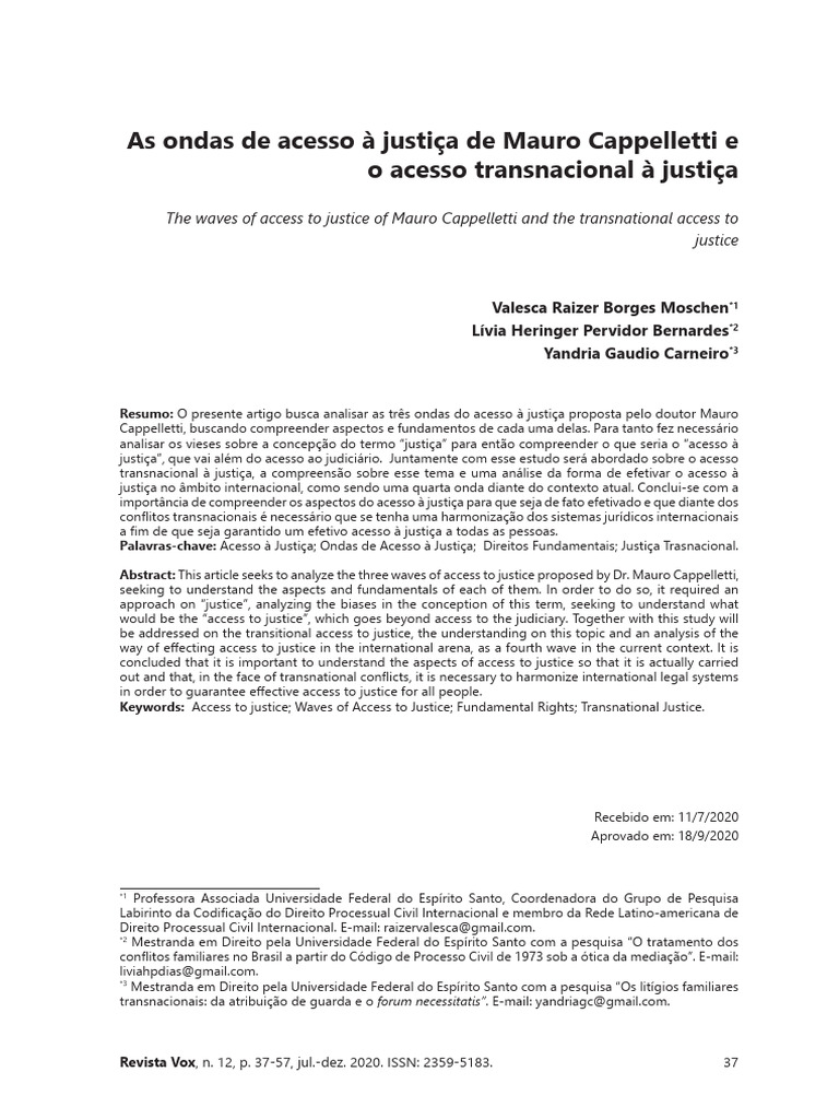 Ondas de Acesso à Justiça e Transnacionalidade | PDF | Justiça | Crime ...