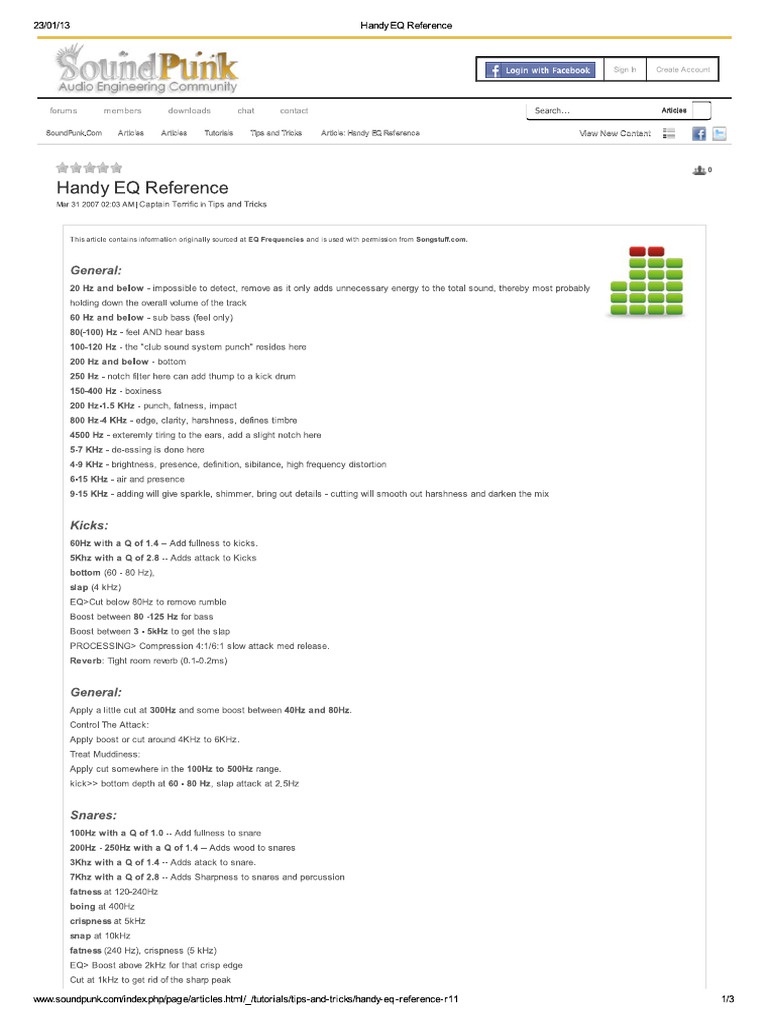 Handy EQ Reference | PDF