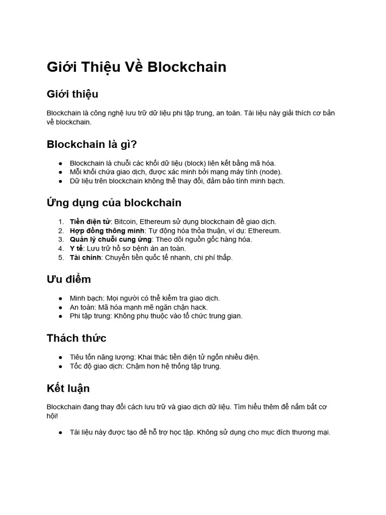 Giới Thiệu Về Blockchain | PDF