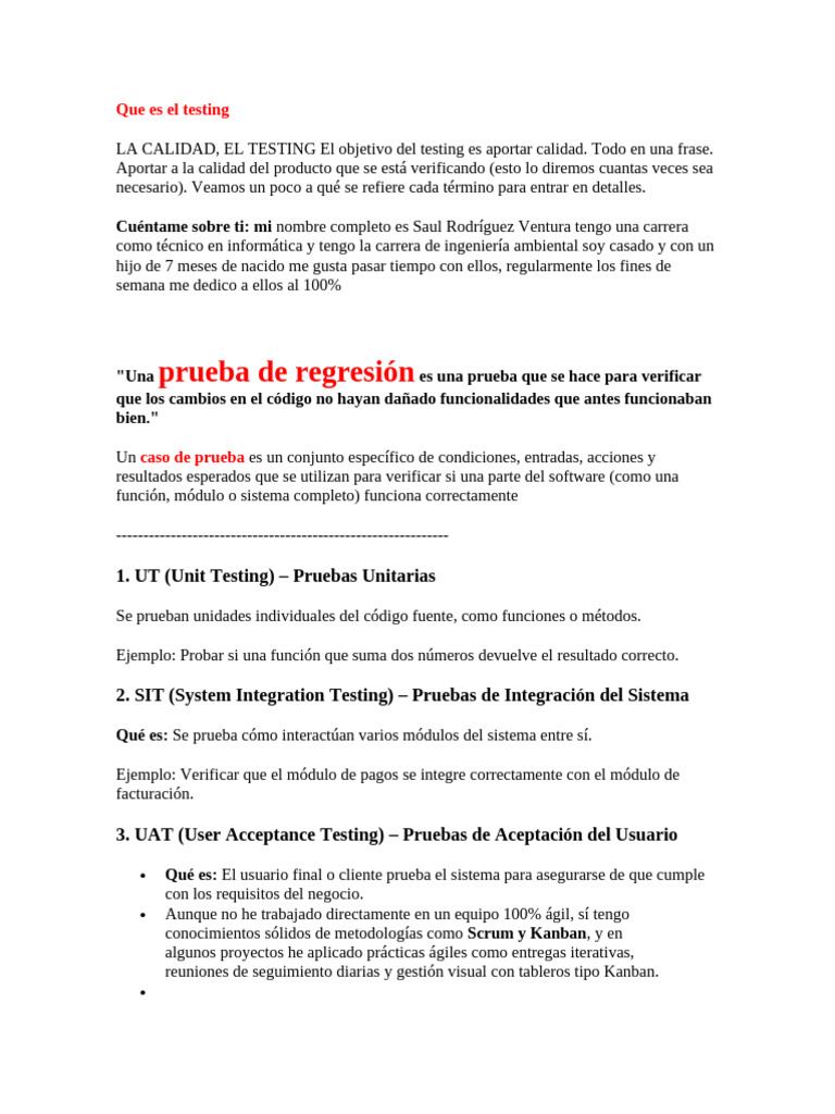 Qué es el testing y su importancia | PDF | Pruebas de software ...