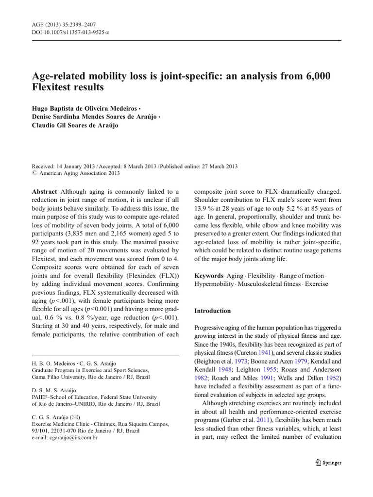 Age-Related Mobility Loss Is Joint-Specific - An Analysis From 6,000