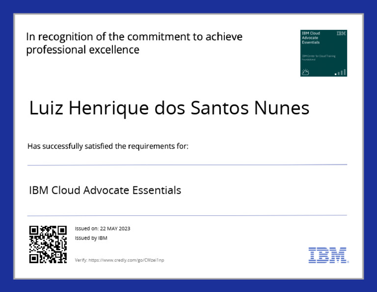IBM Cloud Advocate Essentials Badge20230522-28-Fw2zih | PDF
