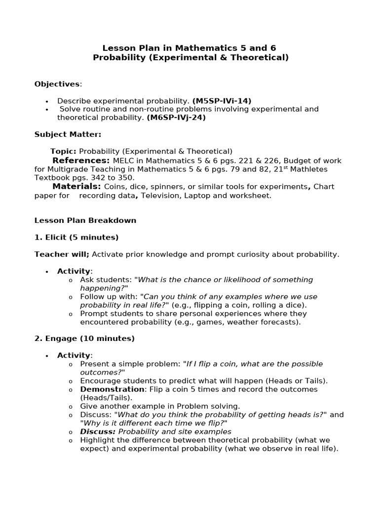 Teaching Probability to Grades 5 & 6 | PDF | Probability | Educational ...
