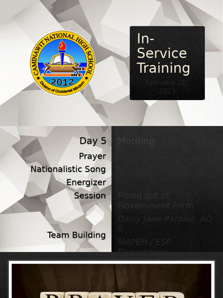 In-Service Training Day 5 Overview | PDF