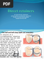 RPD Retention: Direct and Indirect Retainers | PDF | Dentistry Branches