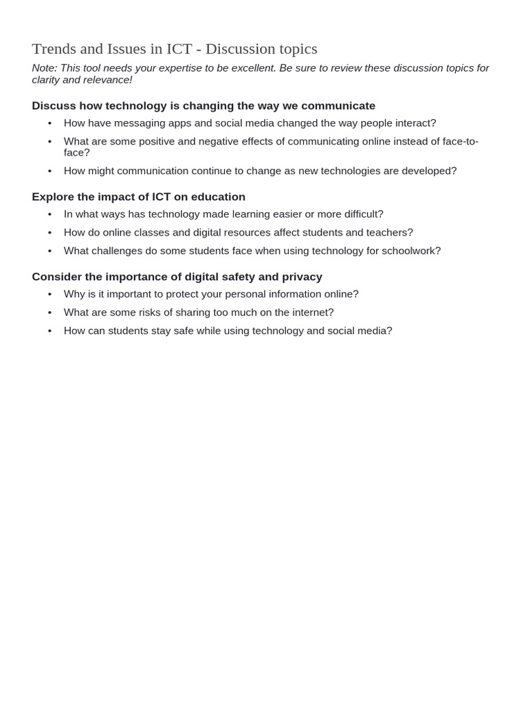 ICT Trends and Discussion Topics | PDF