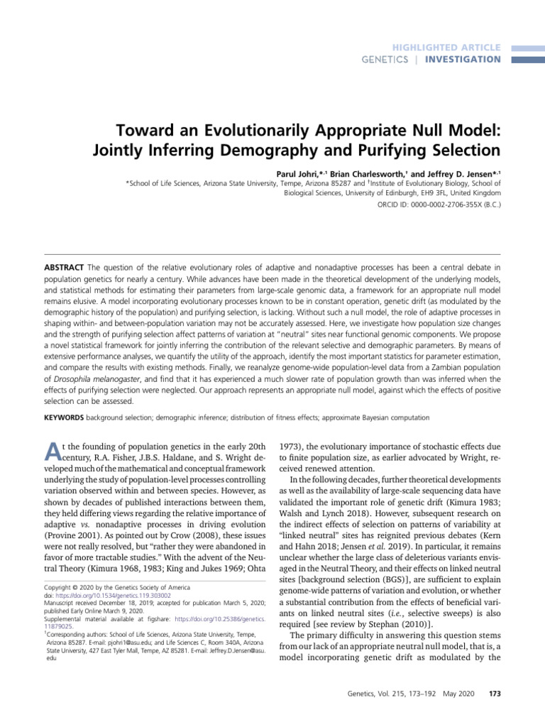Evolutionary Null Model Framework | PDF | Mutation | Natural Selection