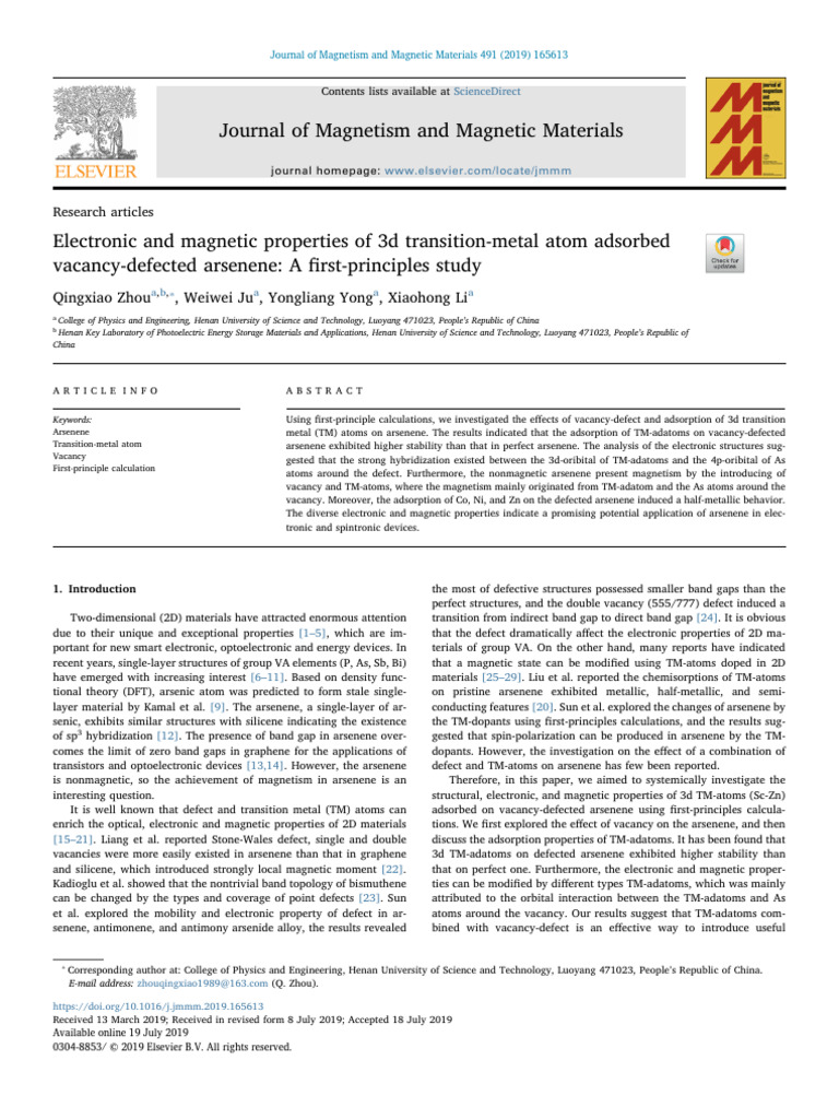 Electronic and Magnetic Properties of 3d Transition-Metal Atom Adsorbed ...