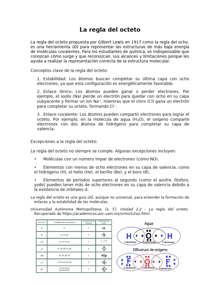Regla Del Octeto | PDF