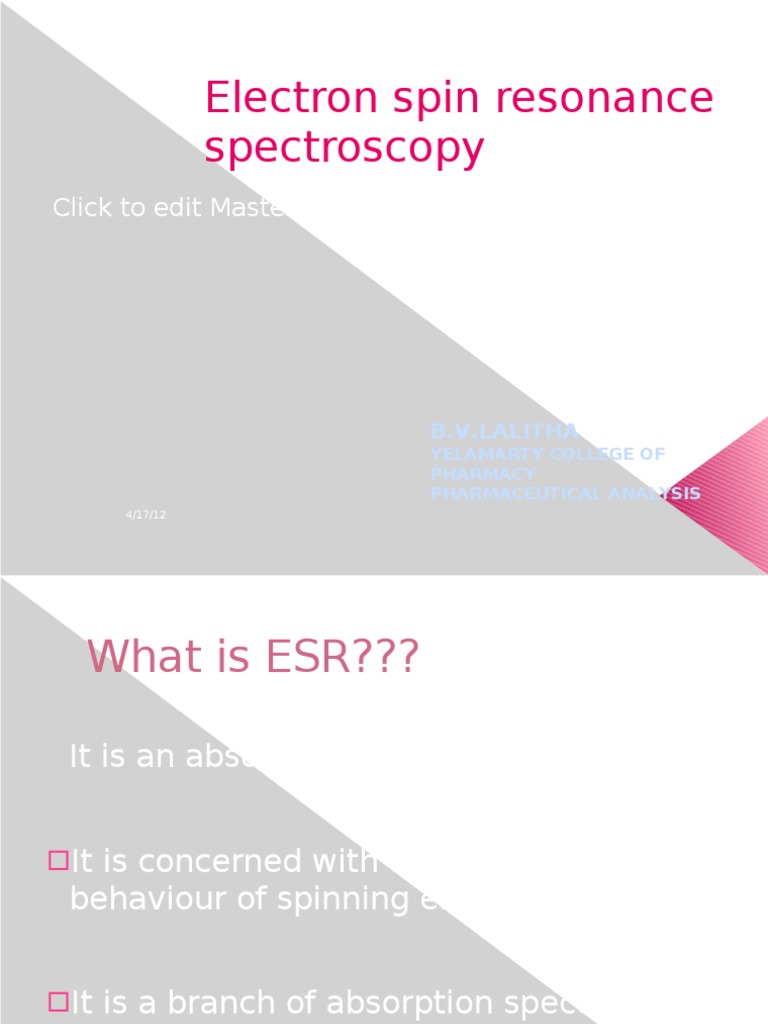 Overview of Electron Spin Resonance | PDF | Electron Paramagnetic ...