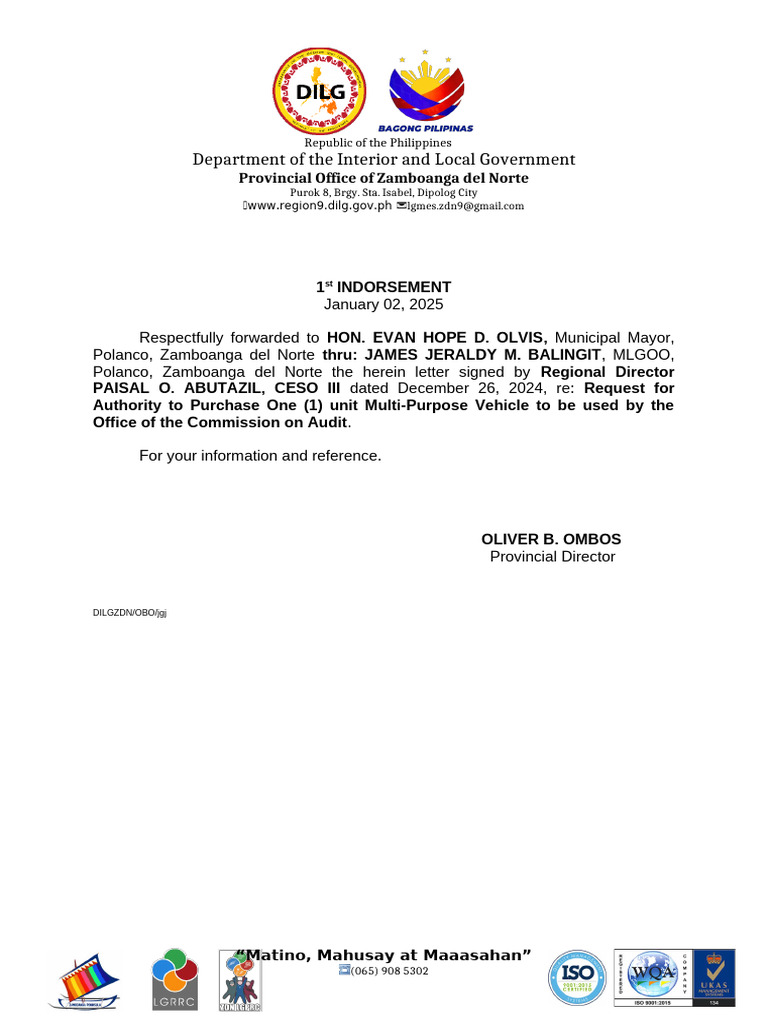 Hon. Evan Hope D. Olvis Approved | PDF