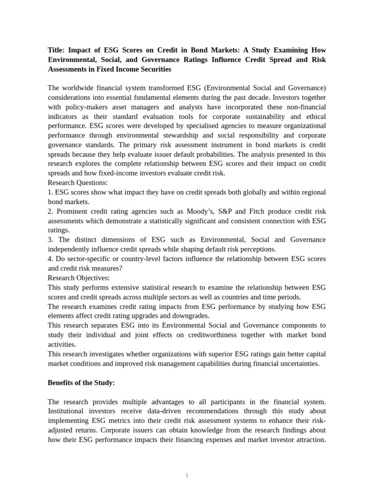 ESG Scores' Influence on Bond Credit Risk | PDF | Risk | Bonds (Finance)