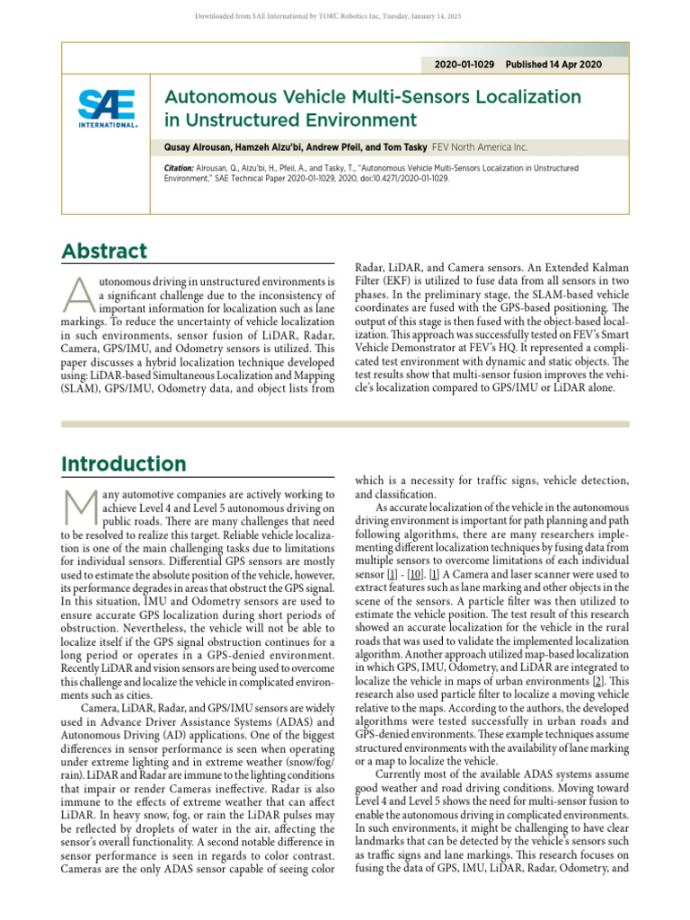 Multi-Sensor Fusion for Vehicle Localization | PDF | Lidar | Computer ...