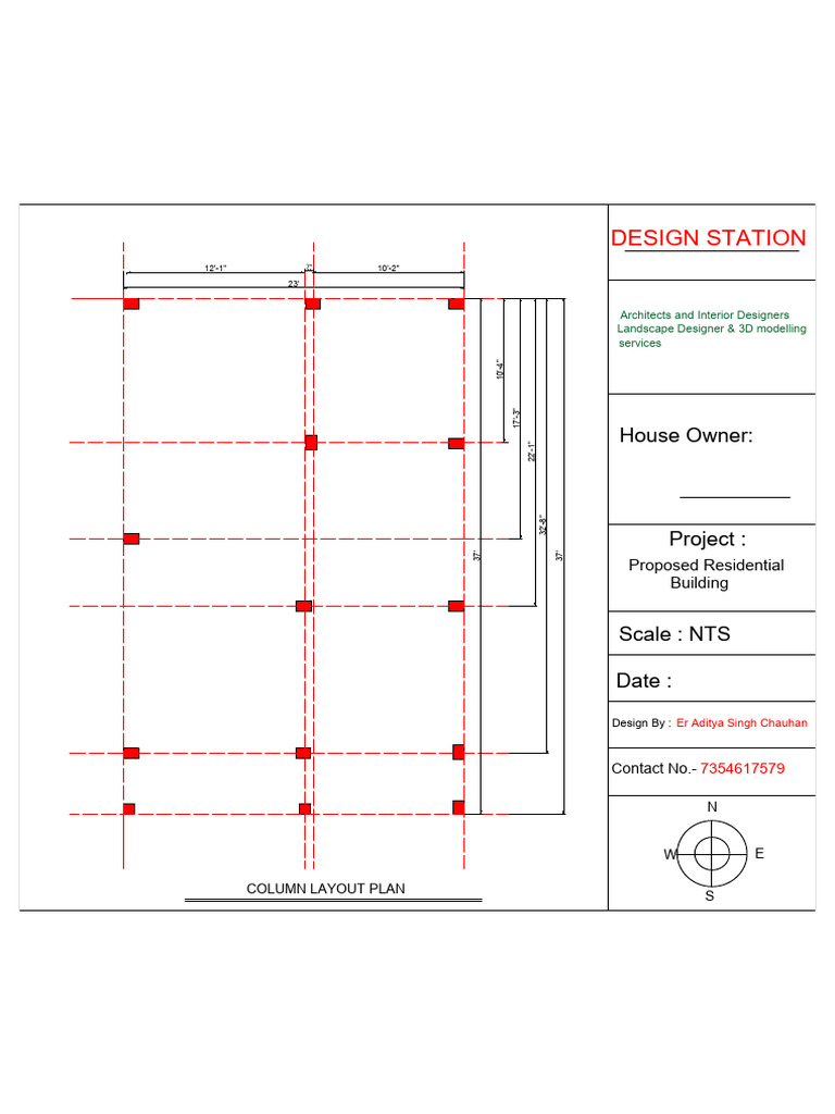 Column Layout Plan for Residential Building | PDF