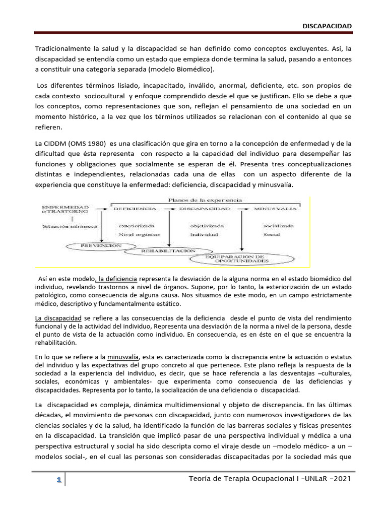 Comprendiendo la Discapacidad y Salud | PDF | Invalidez | Terapia ...