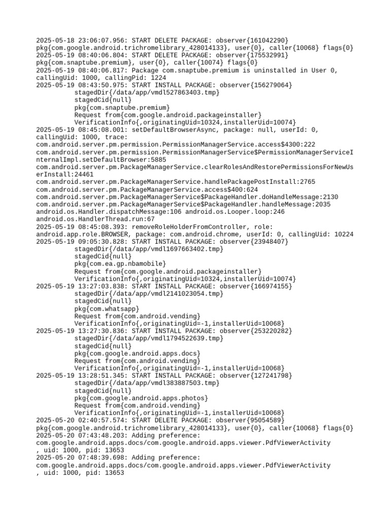 Package Management Logs for Apps | PDF | System Software | Embedded ...