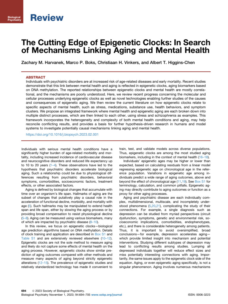 Linking Epigenetics, Aging, and Mental Health | PDF | Dna Methylation ...