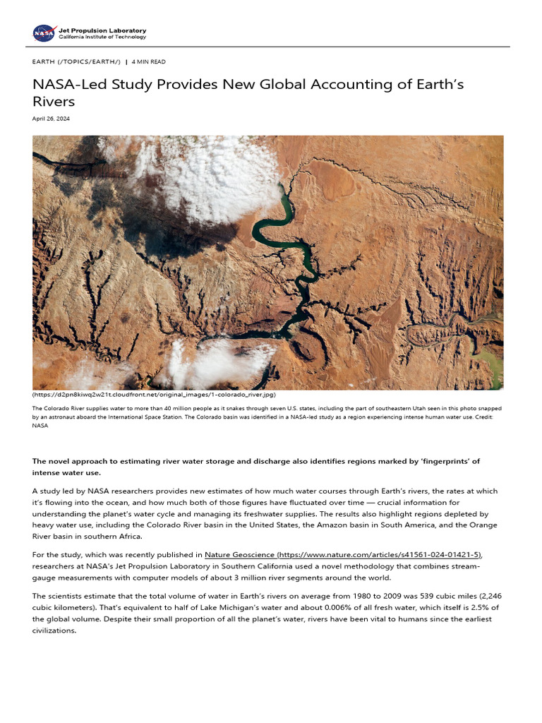 NASA-Led Study Provides New Global Accounting of Earth's Rivers - NASA ...