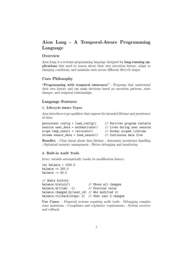 Aion Lang Spec | PDF | Debugging | Computer Science
