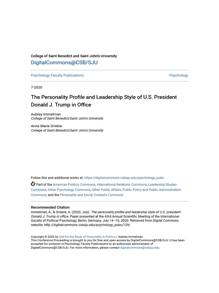 Trump's Personality Profile and Leadership Style | PDF | Personality ...
