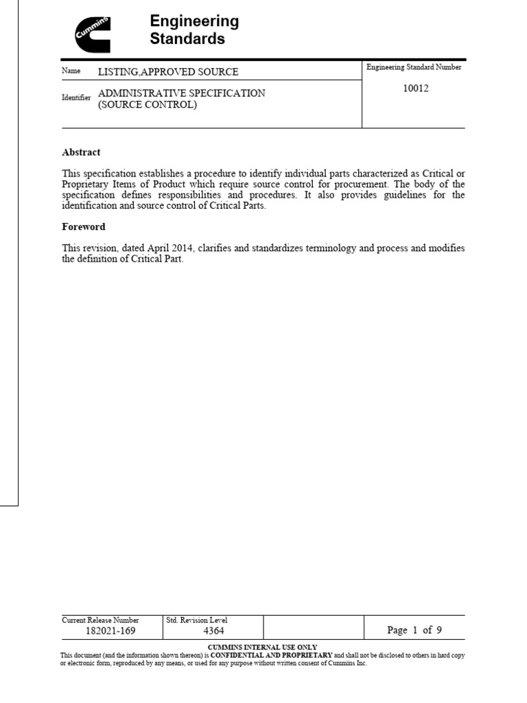 Source Control for Critical Parts | PDF | Specification (Technical ...