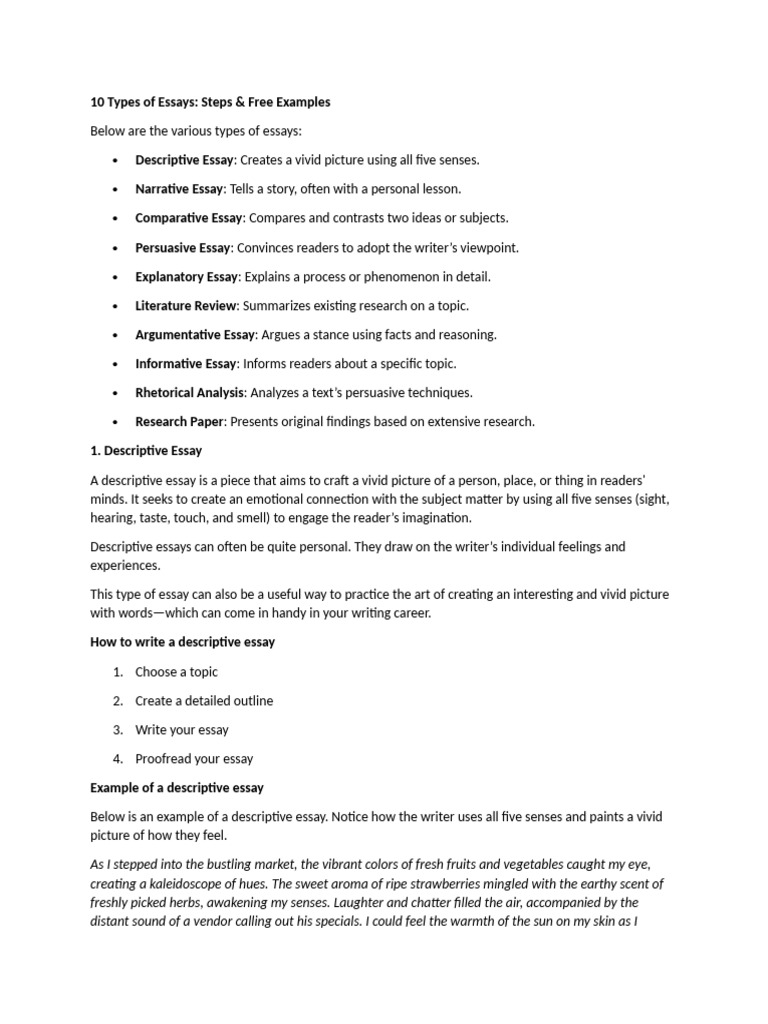 Types of Essays Explained | PDF | Essays | Rhetoric