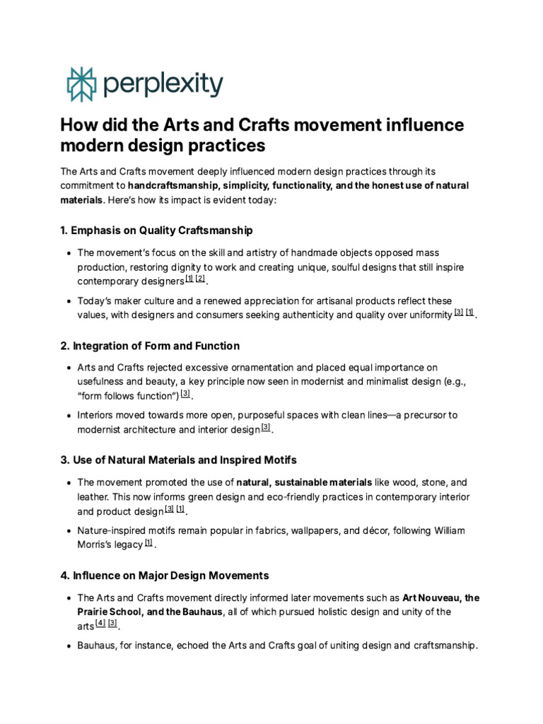 Modern Impact of the Arts and Crafts Movement | PDF | Arts And Crafts ...