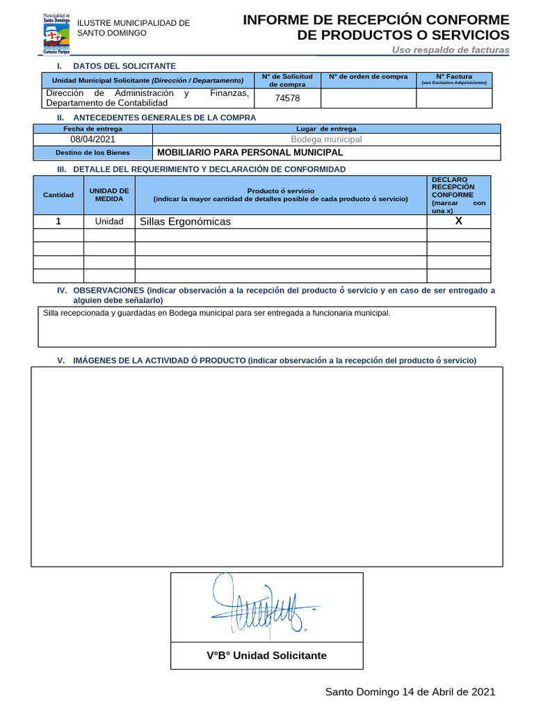 Recepcion Conforme | PDF