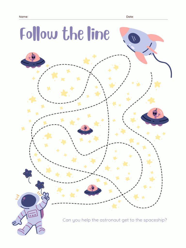 Purple Yellow Fun Tracing Worksheet Set | PDF