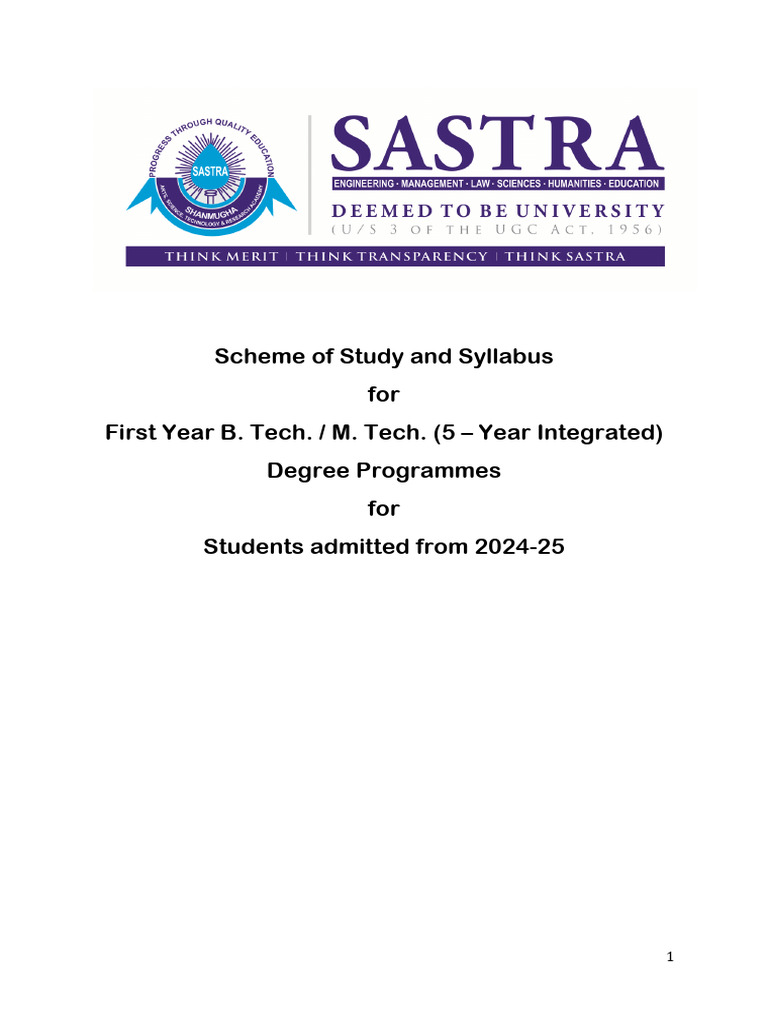 B.Tech/M.Tech First Year Syllabus 2024-25 | PDF | Integral ...