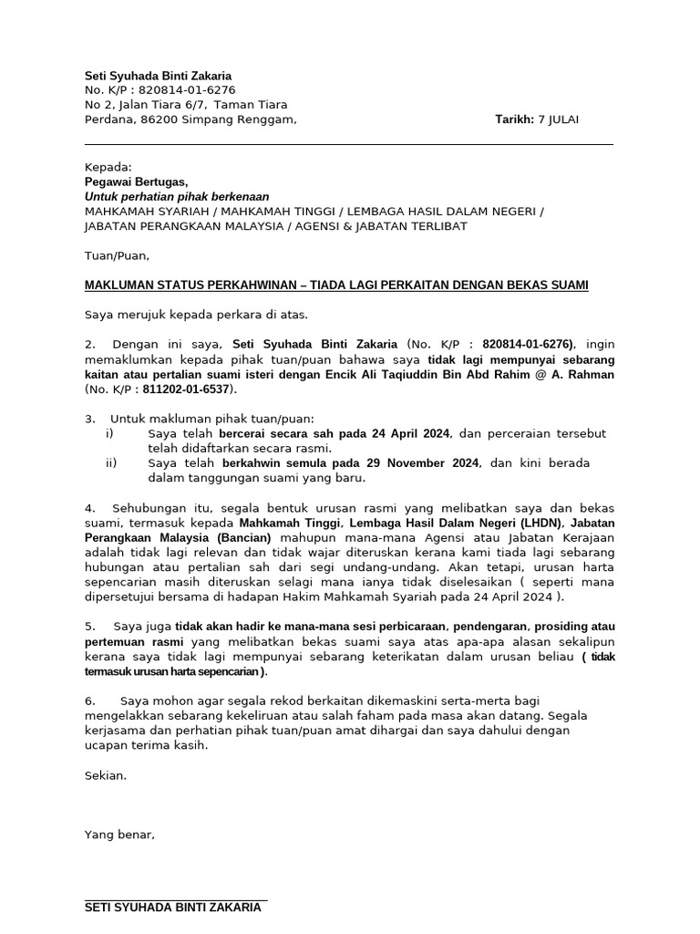 Surat Perkaitan Urusan Rasmi | PDF