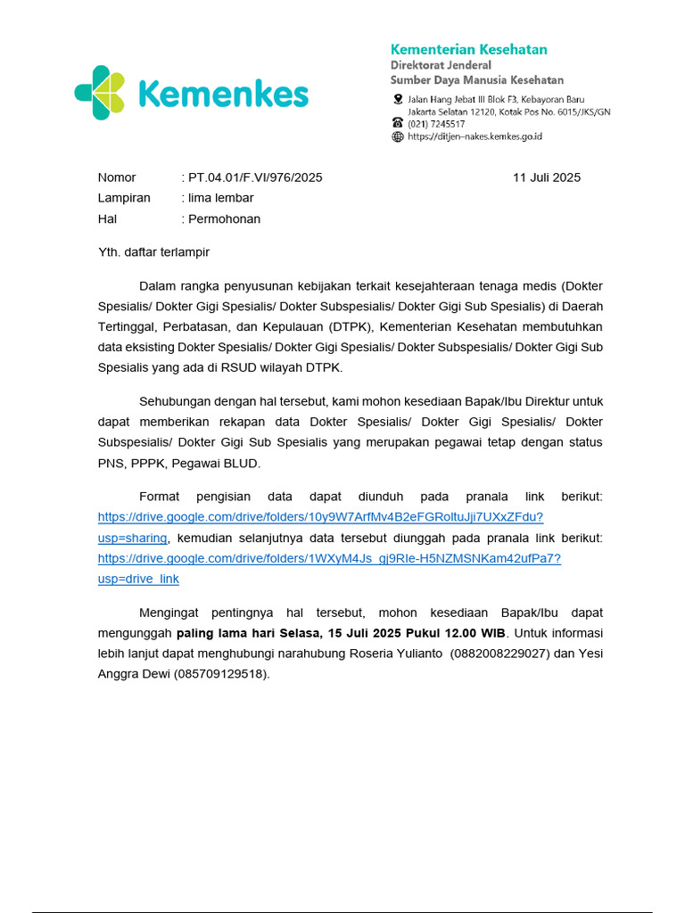 Data Tenaga Medis DTPK Kemenkes | PDF