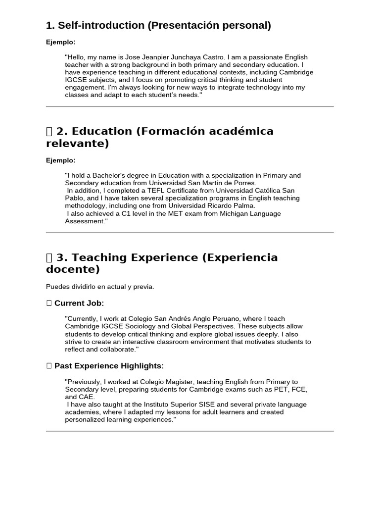 Self-Introduction CV 2025 | PDF | Pedagogy | Learning