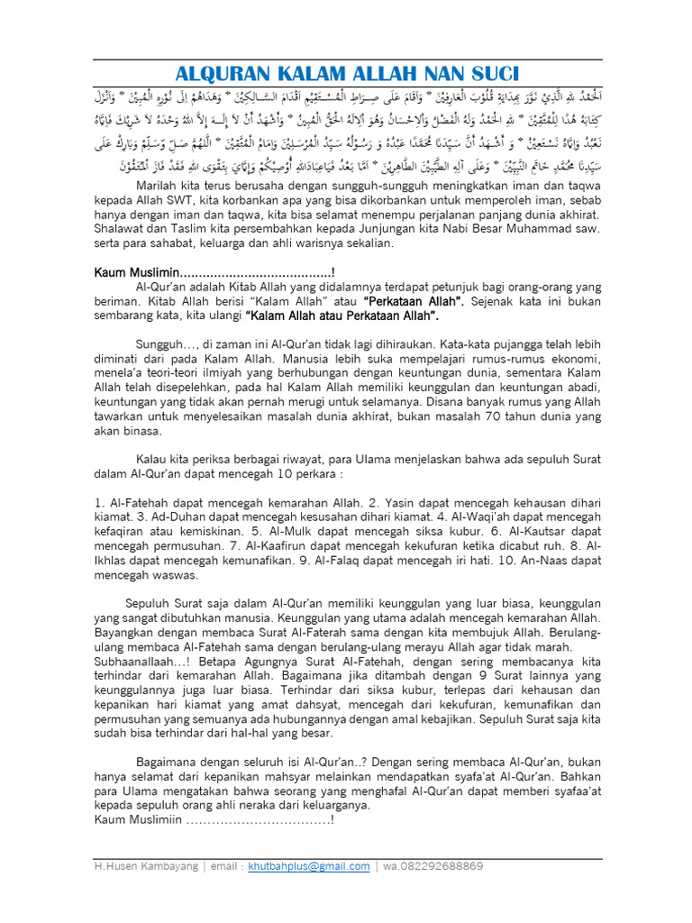 Pentingnya Mendengarkan Kalam Allah | PDF