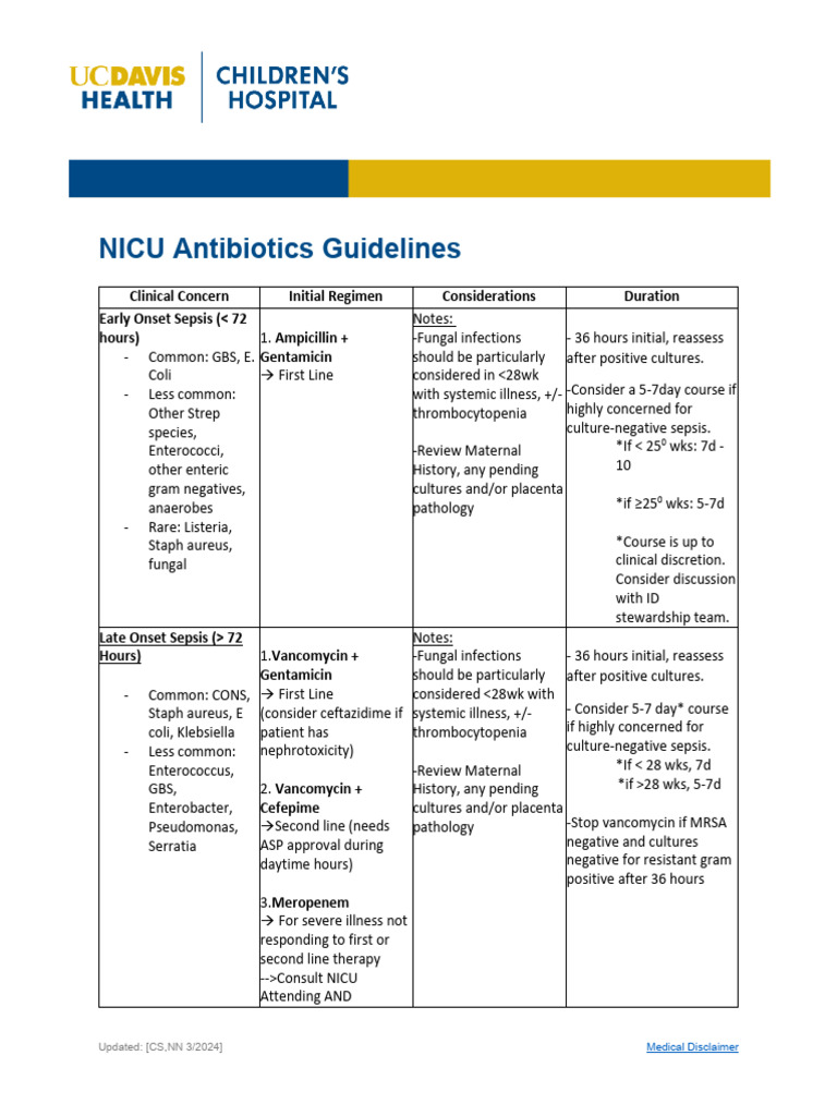 NICU Antibiotics Guidelines for Sepsis | PDF | Methicillin Resistant ...