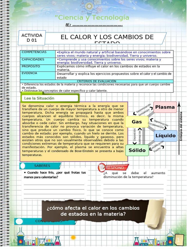 Mapa conceptual: Calor y cambios de estado | PDF | Calor | Temperatura