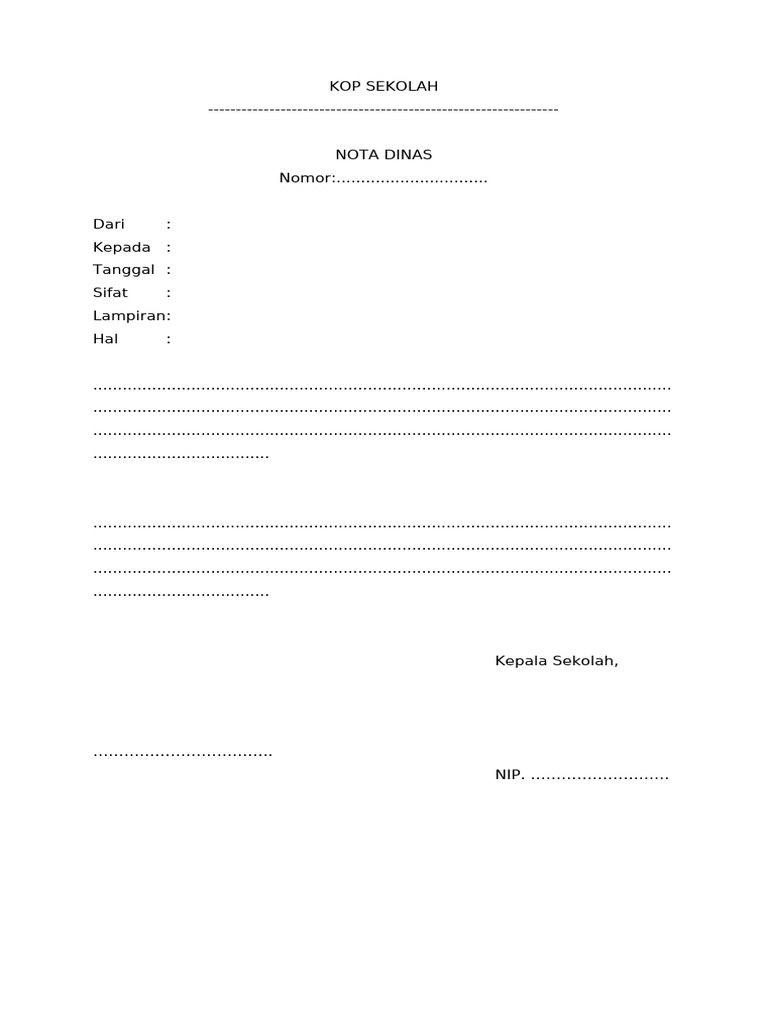 Template Nota Dinas Sekolah | PDF