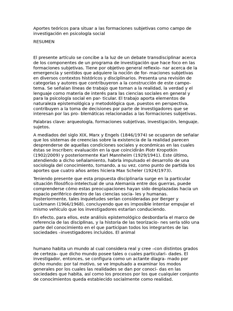 Formaciones subjetivas en psicología social | PDF | Gilles Deleuze | Verdad