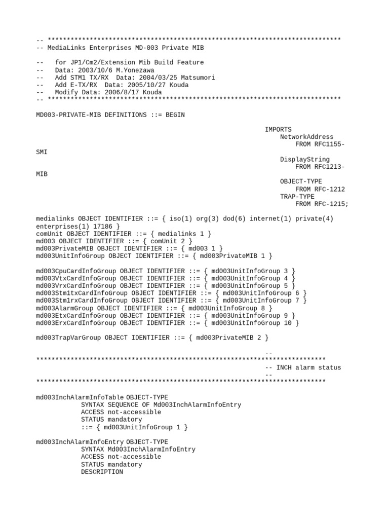 Md003prt-PrivateMIBVer507 | PDF | Computing | Computer Programming