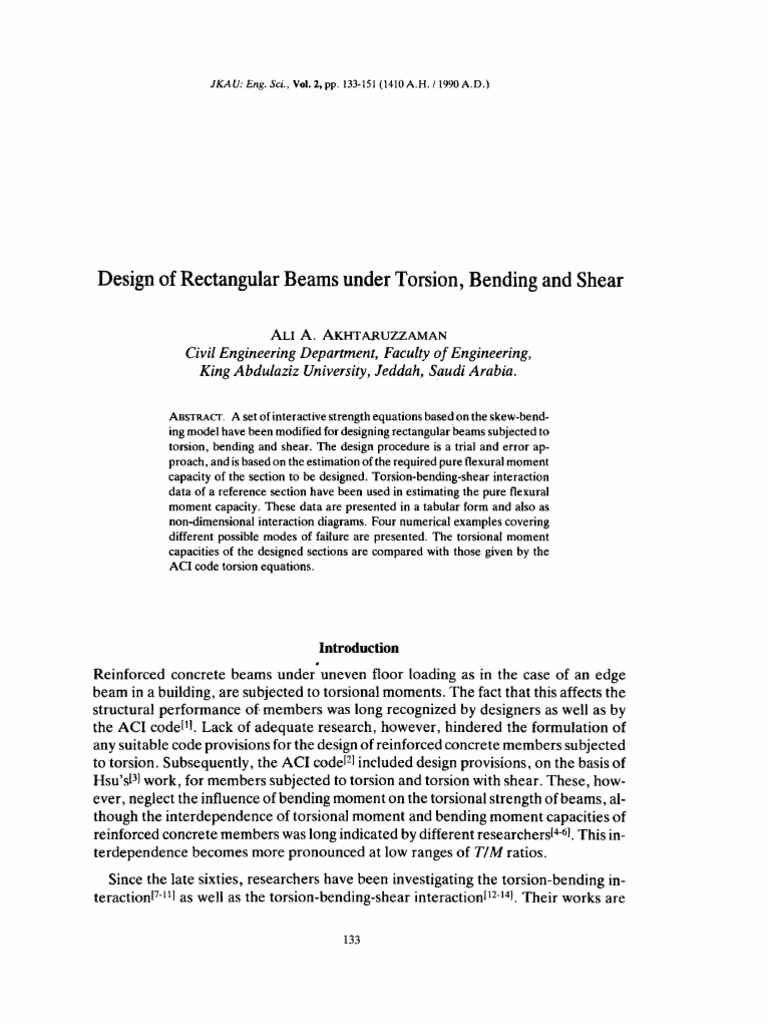 Design of Rectangular Beams Under Torsion, Bending and Shear | PDF ...