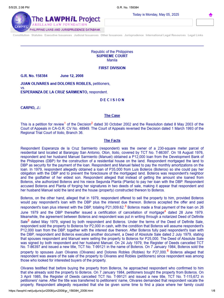 Supreme Court Ruling on Property Sale Dispute | PDF | Mortgage Law ...